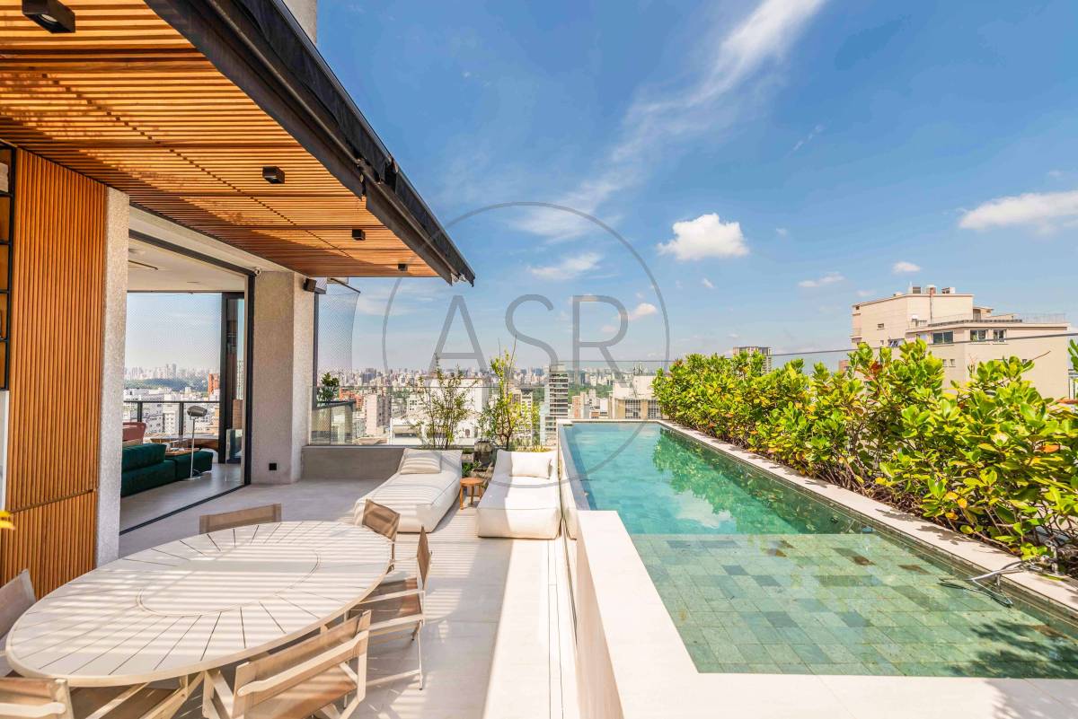Cobertura de 408m², 5 quartos e 5 vagas, a venda no Jardim Paulista.